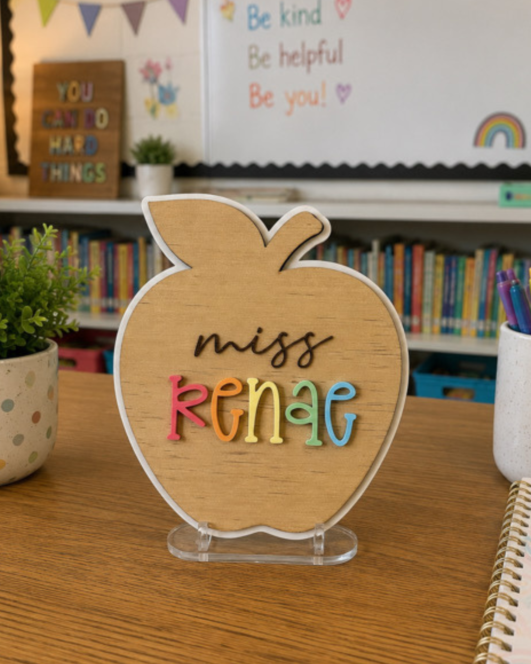 Personalised apple desk sign
