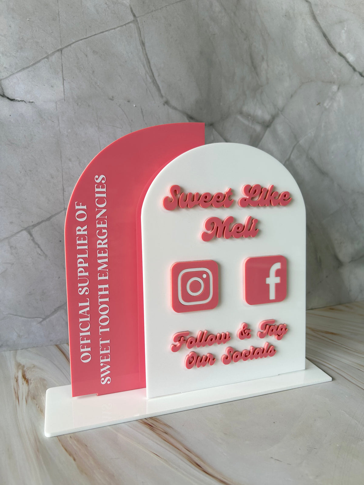 Personalised NFC business sign stand in acrylic with logo and branding