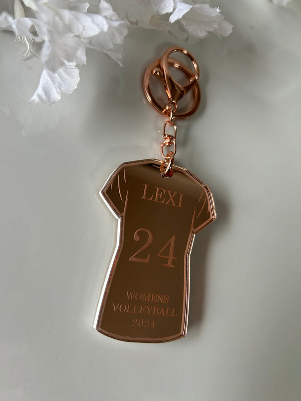 Personalised volleyball jersey keychain in acrylic with name, position and club