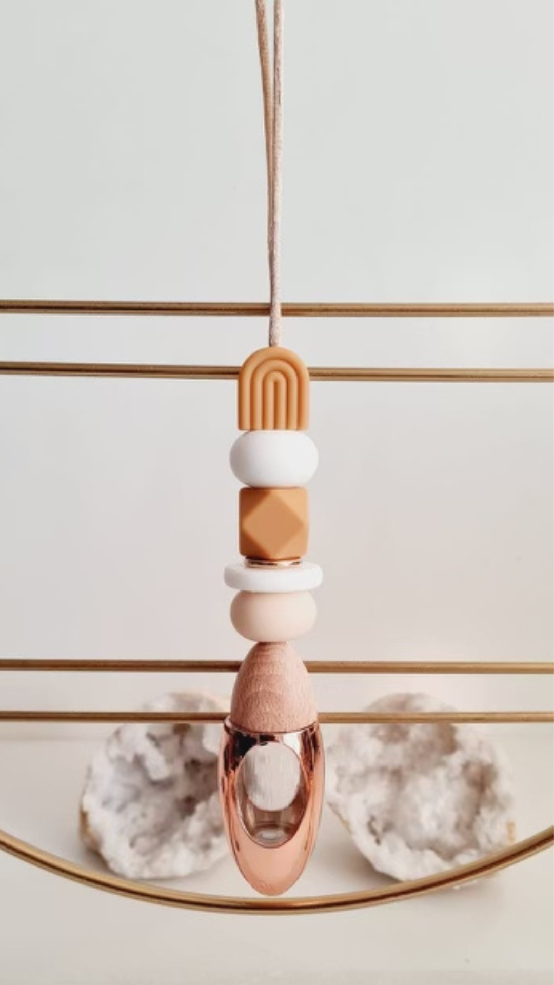 Ramona silicone beaded car diffuser with a wooden lid, hanging air freshener