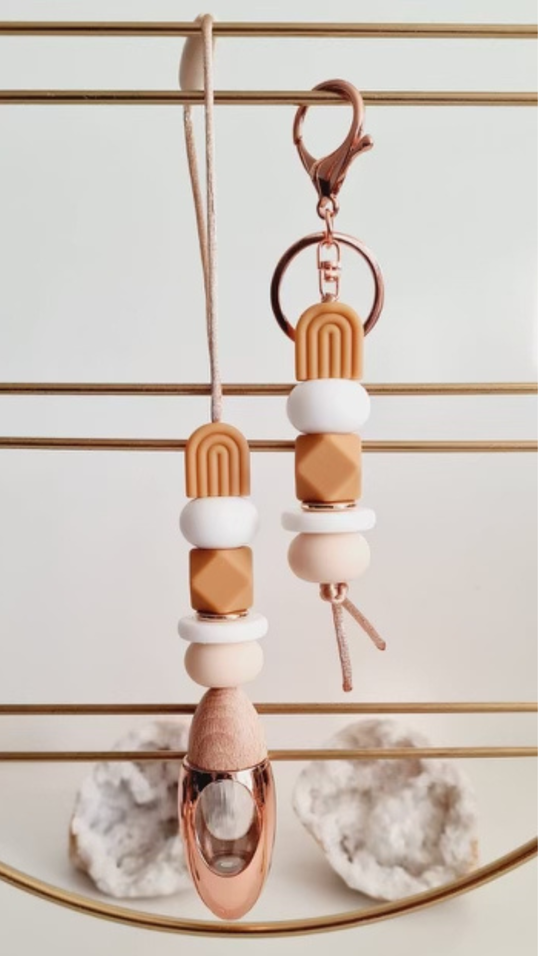 Ramona matching beaded car diffuser and keychain set, hand-strung in Sydney