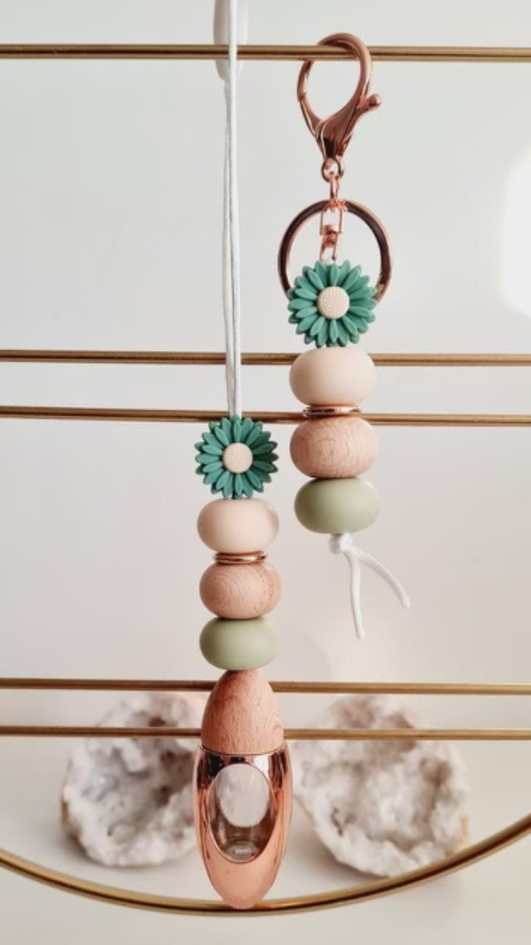 Lizzy matching beaded car diffuser and keychain set, hand-strung in Sydney