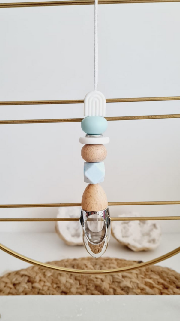 Peppi silicone beaded car diffuser with a wooden lid, hanging air freshener