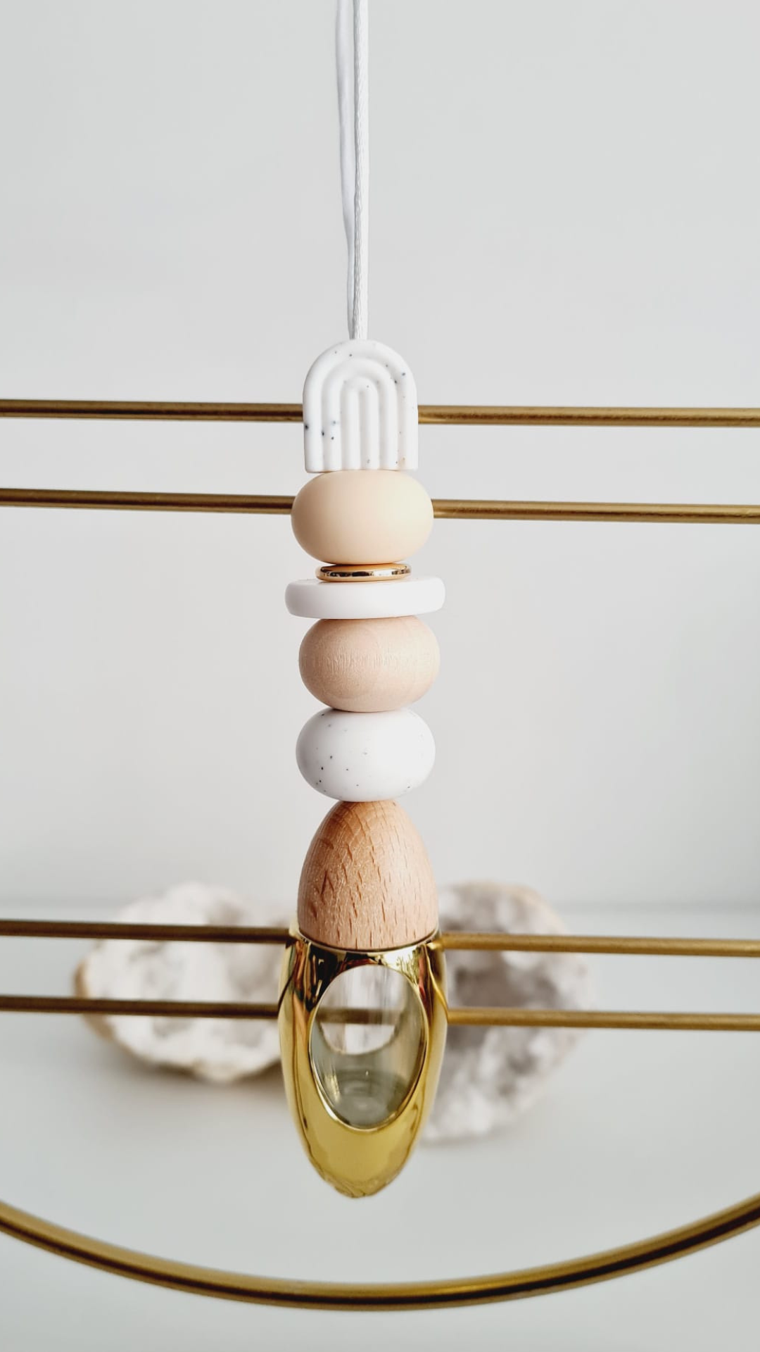 Laura silicone beaded car diffuser with a wooden lid, hanging air freshener