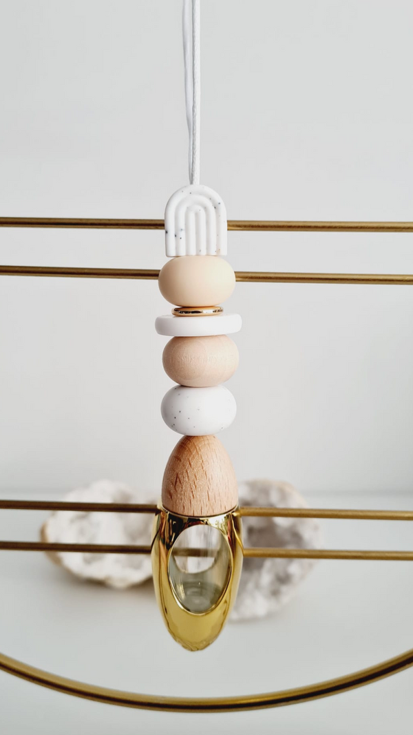Laura silicone beaded car diffuser with a wooden lid, hanging air freshener