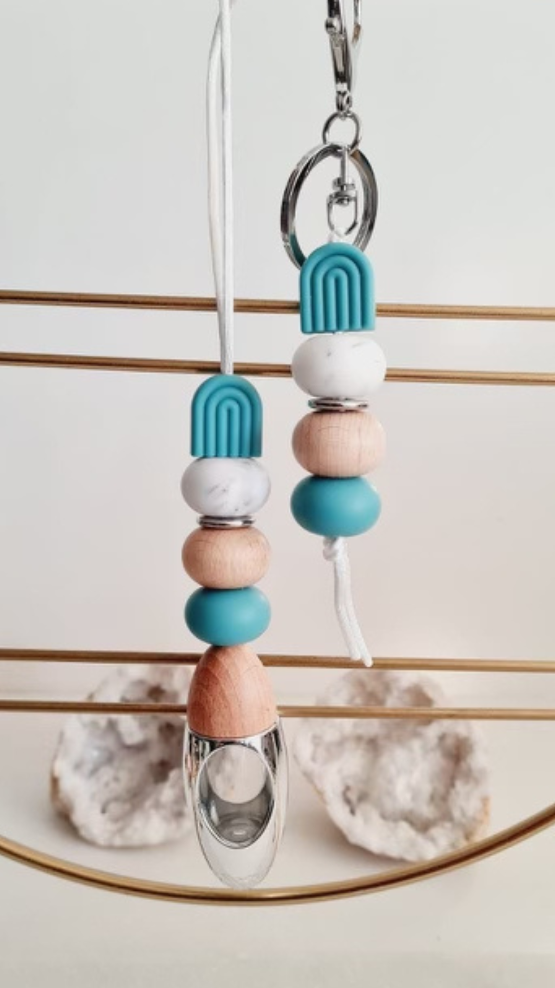 Joanna matching beaded car diffuser and keychain set, hand-strung in Sydney