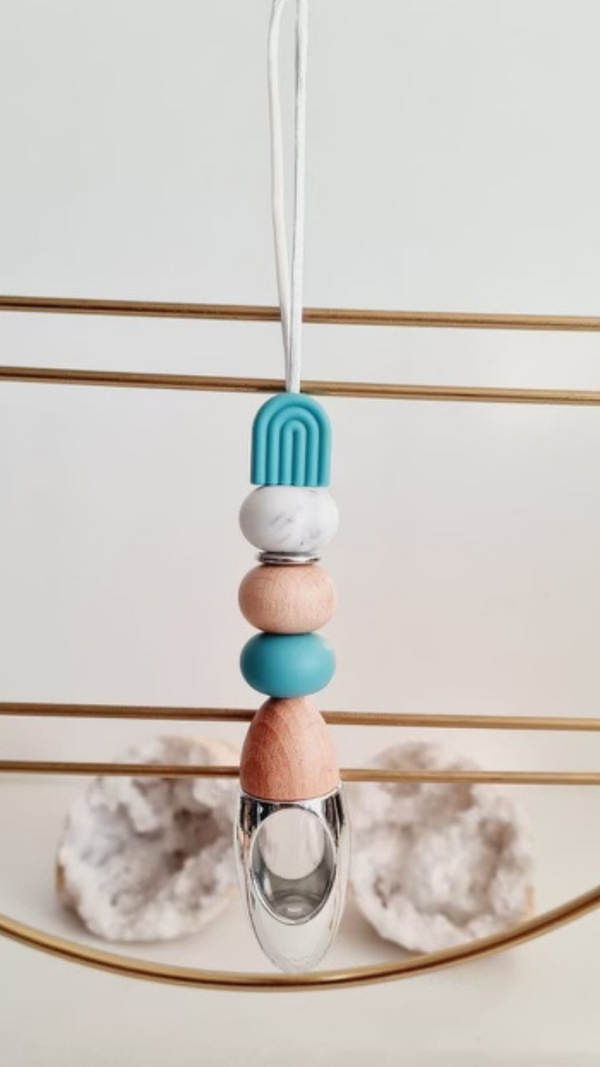 Joanna silicone beaded car diffuser with a wooden lid, hanging air freshener