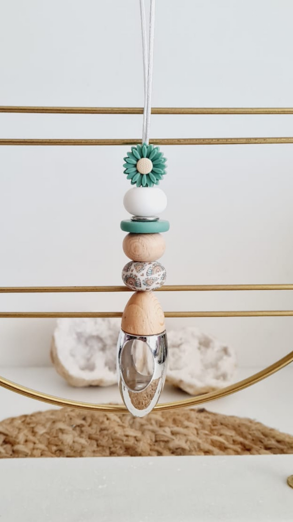 Harmony silicone beaded car diffuser with a wooden lid, hanging air freshener