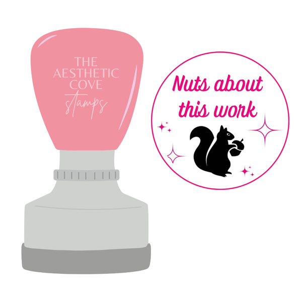 Self inking teacher stamp with pink ink for classroom marking