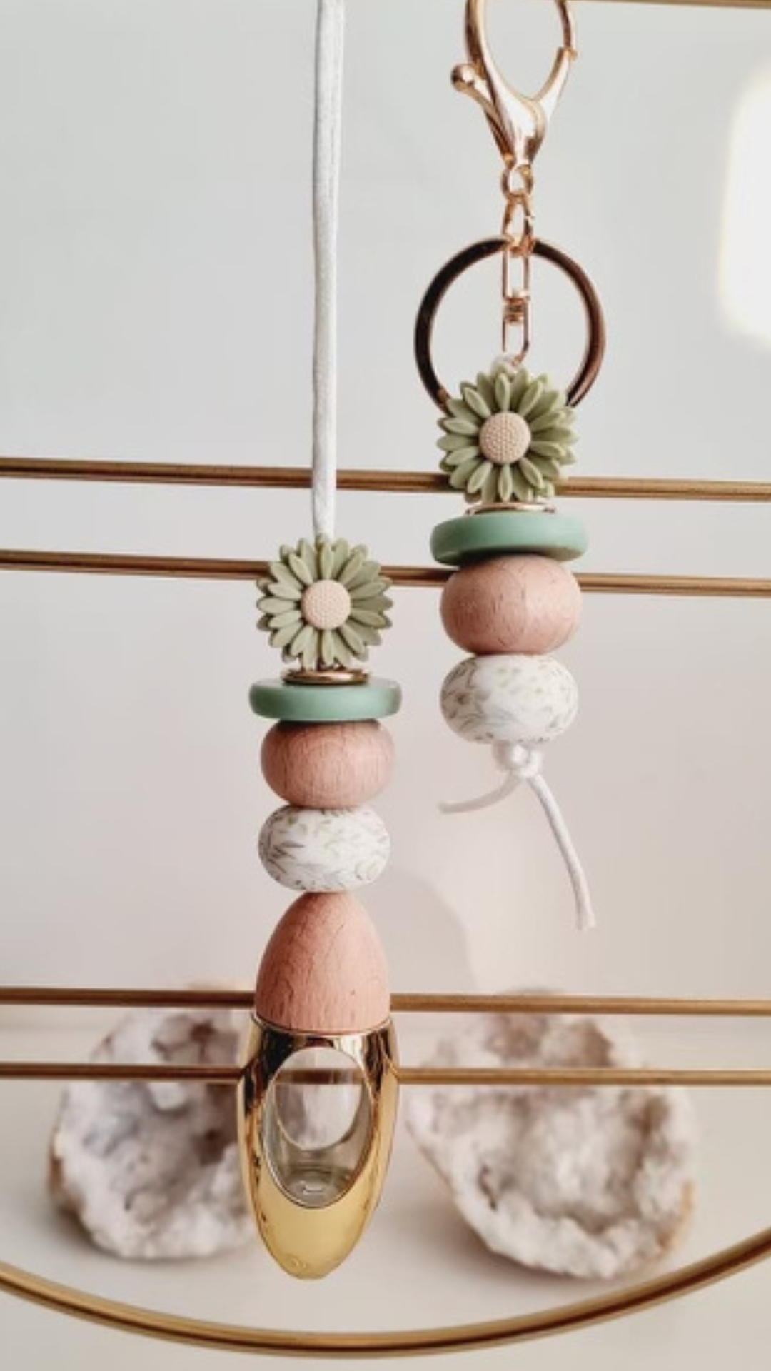 Thalia matching beaded car diffuser and keychain set, hand-strung in Sydney