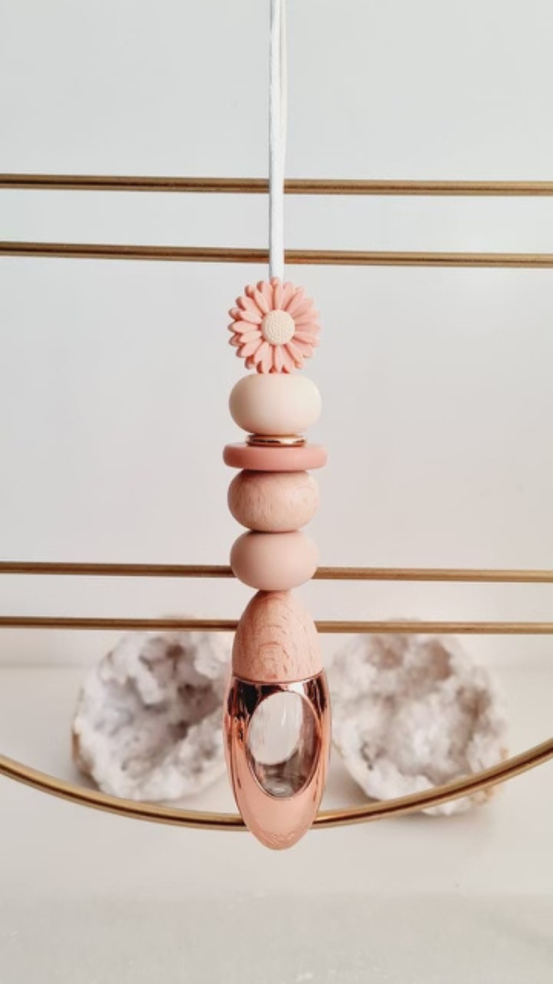Zara silicone beaded car diffuser with a wooden lid, hanging air freshener
