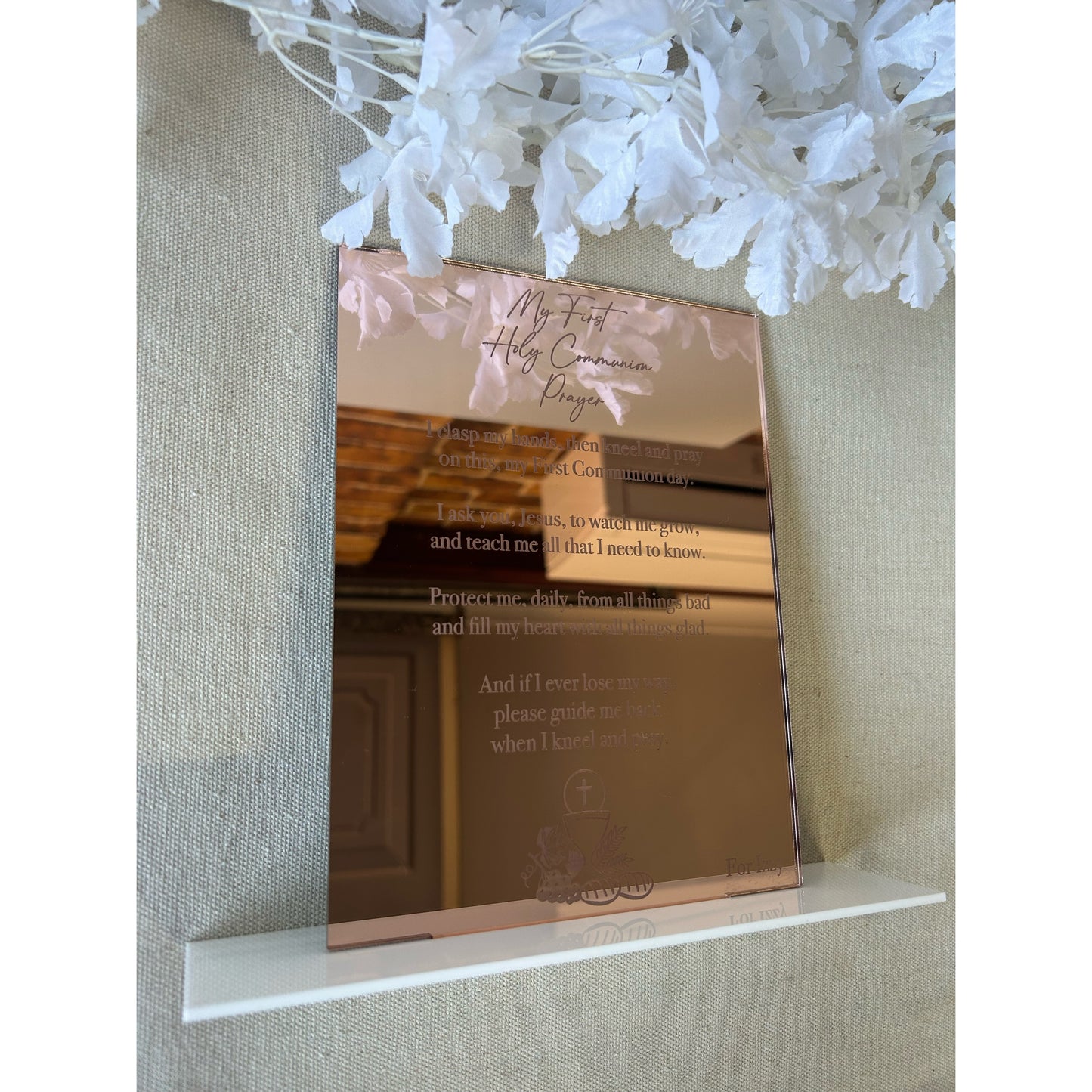 Personalised Mirrored Acrylic Holy Communion Plaque