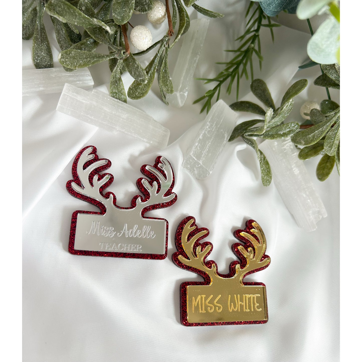 Reindeer Antler Name Badge