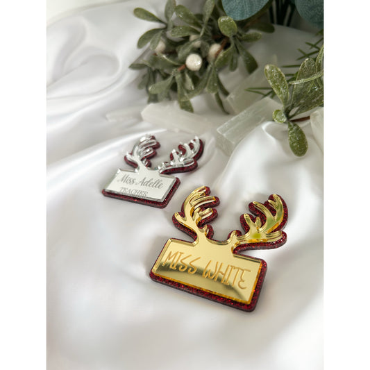 Reindeer Antler Name Badge
