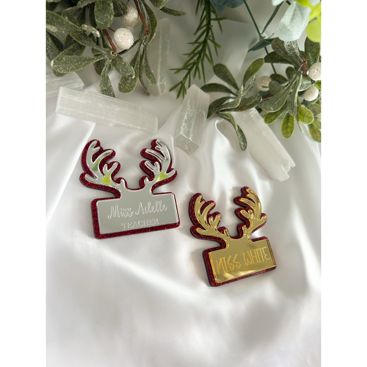 Reindeer Antler Name Badge