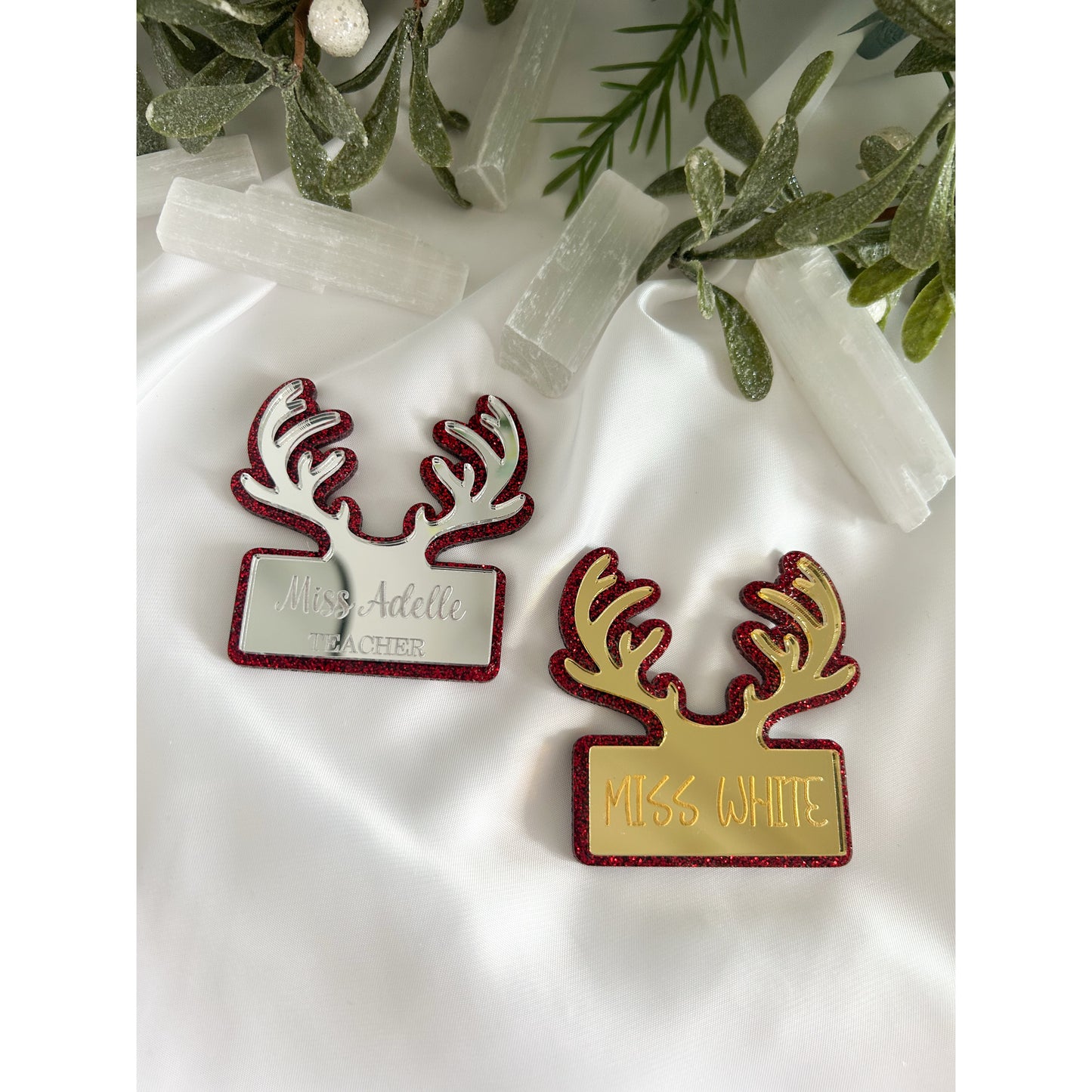 Reindeer Antler Name Badge