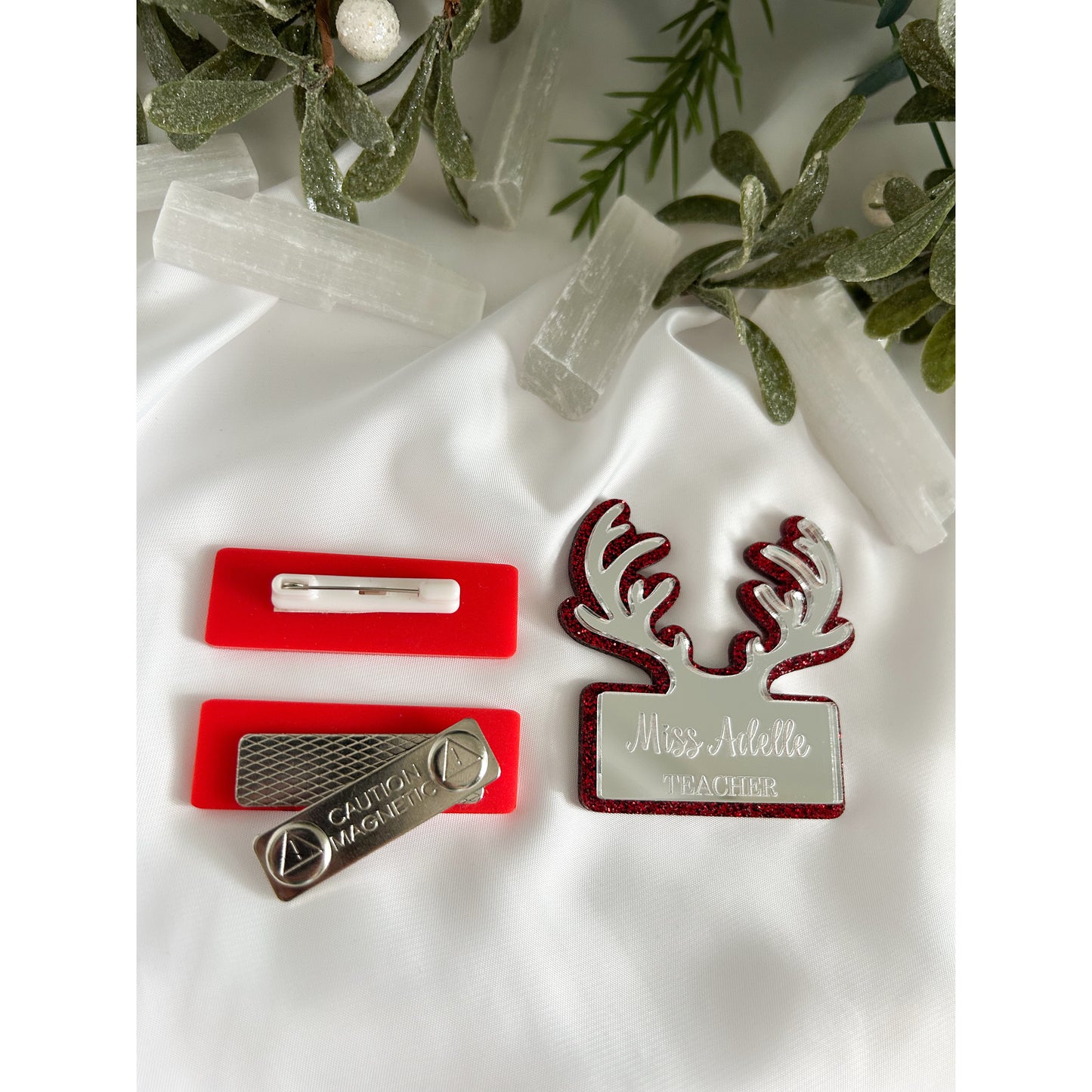 Reindeer Antler Name Badge