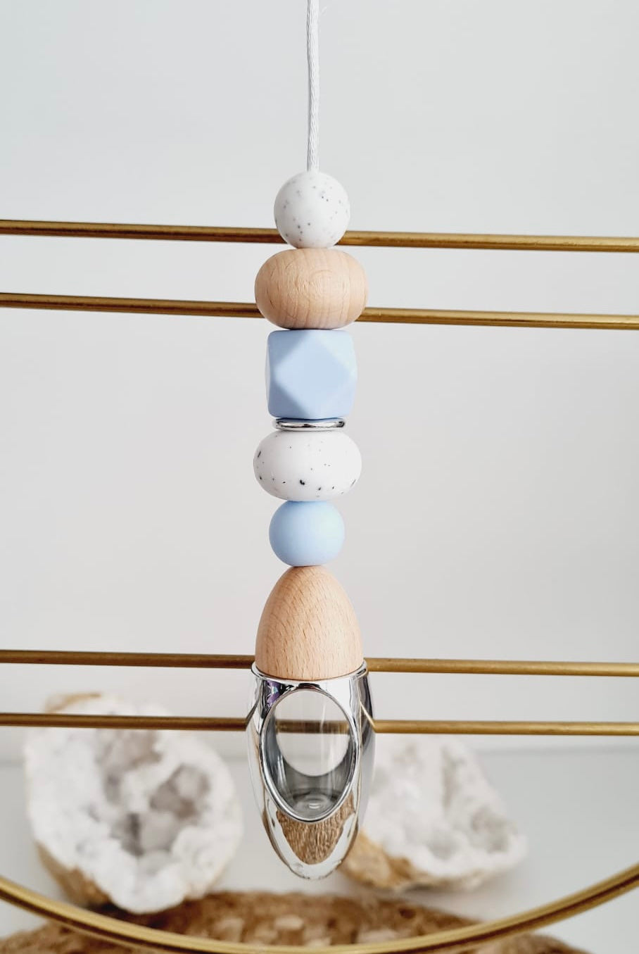 Ashley silicone beaded car diffuser with a wooden lid, hanging air freshener