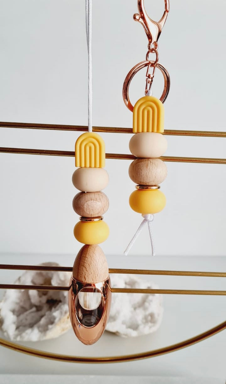 Mango matching beaded car diffuser and keychain set, hand-strung in Sydney