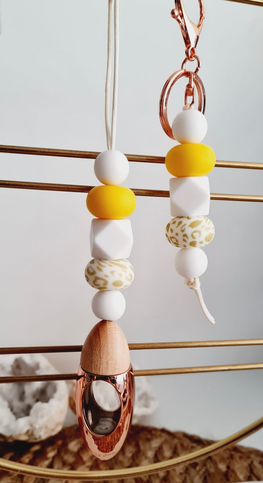 Mya matching beaded car diffuser and keychain set, hand-strung in Sydney