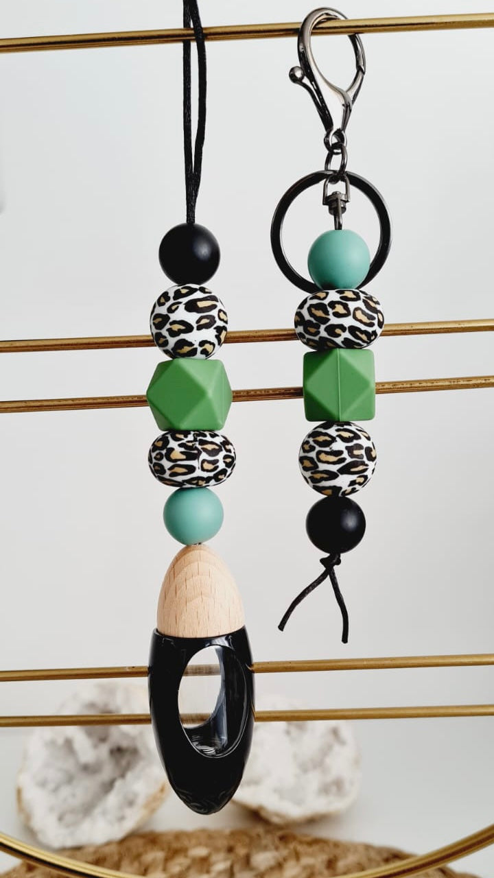 Emmie matching beaded car diffuser and keychain set, hand-strung in Sydney