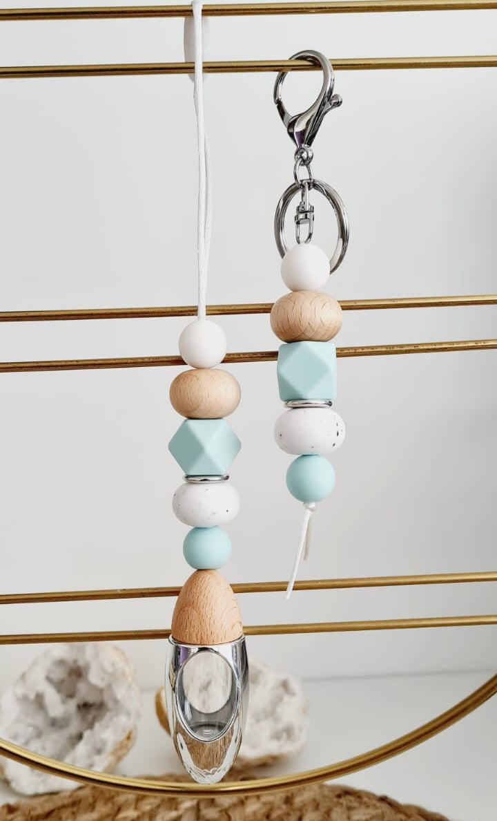 Sasha matching beaded car diffuser and keychain set, hand-strung in Sydney