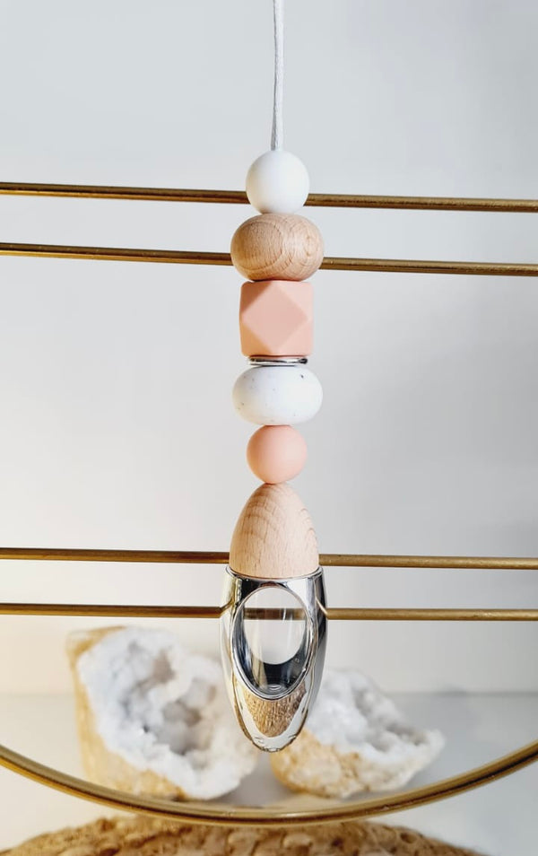 Adriana silicone beaded car diffuser with a wooden lid, hanging air freshener