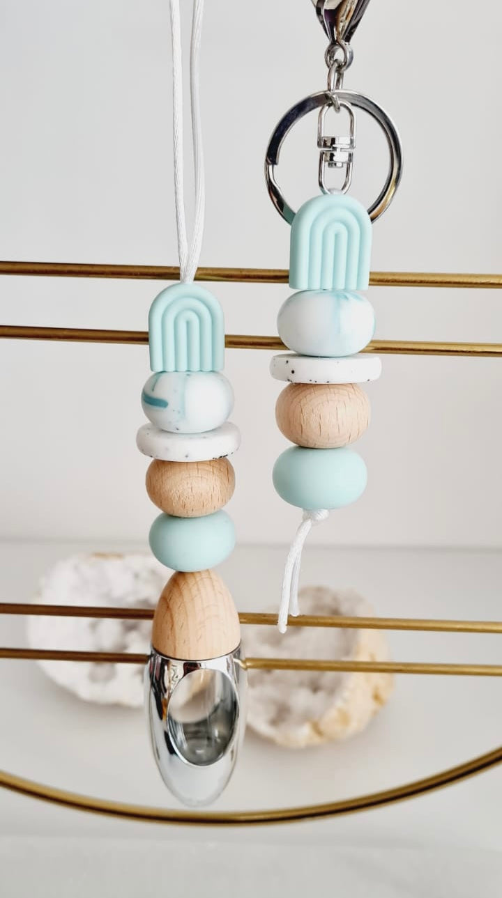 Shelby matching beaded car diffuser and keychain set, hand-strung in Sydney