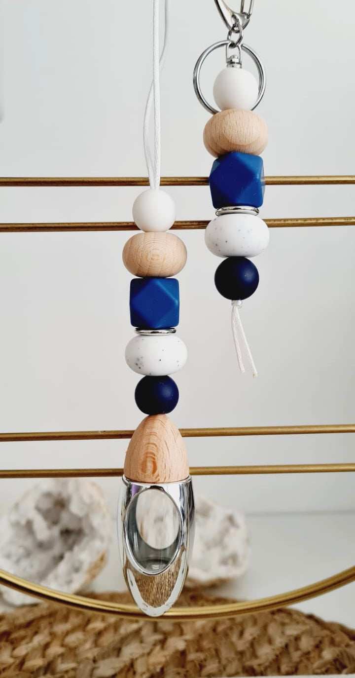 Dylan matching beaded car diffuser and keychain set, hand-strung in Sydney