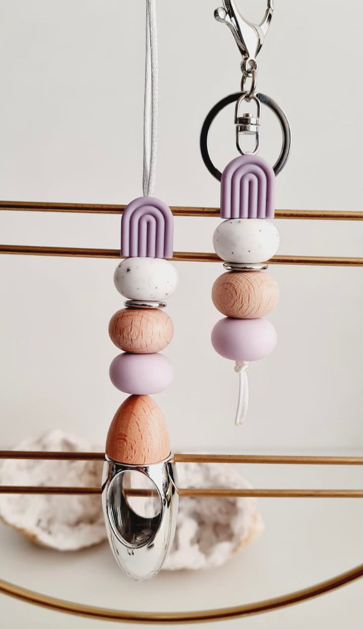 Jenny matching beaded car diffuser and keychain set, hand-strung in Sydney