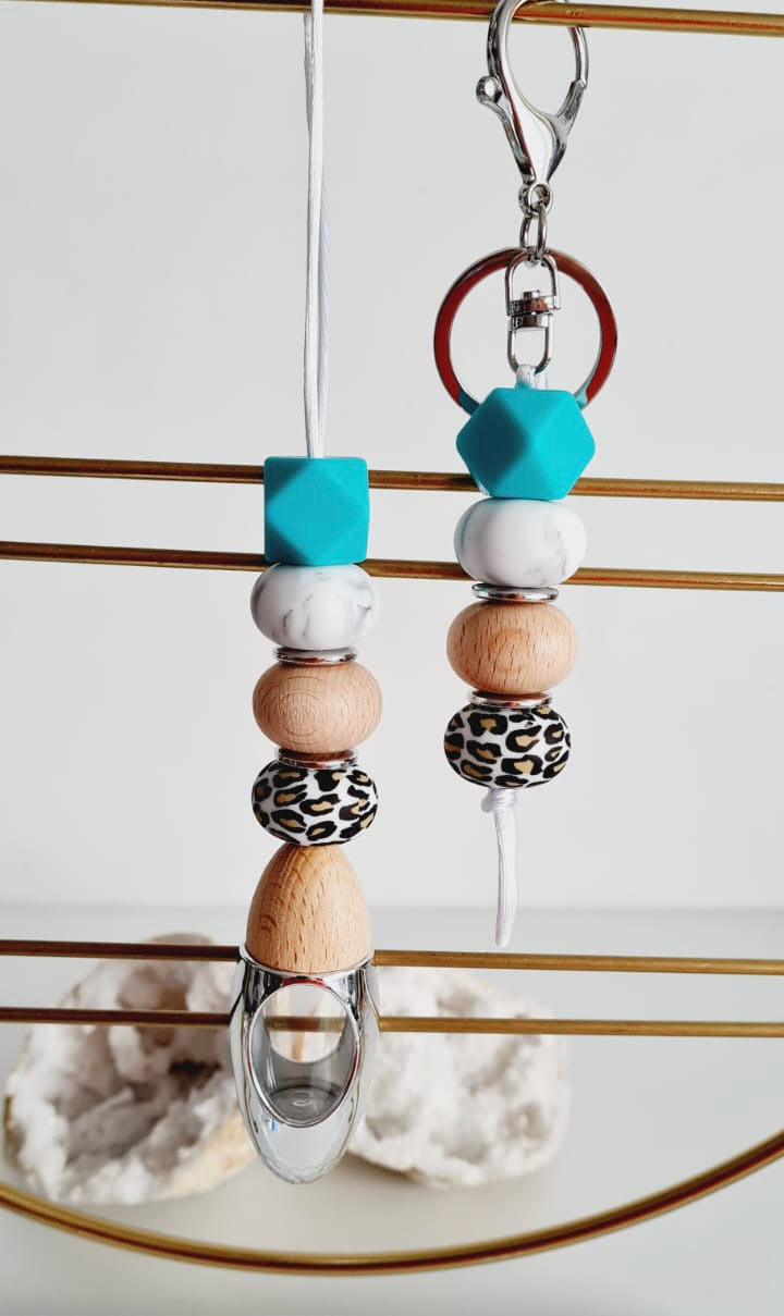 Miley matching beaded car diffuser and keychain set, hand-strung in Sydney
