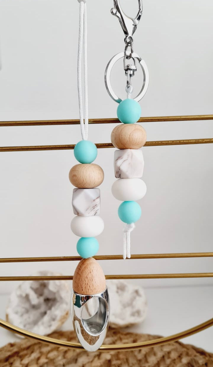 Alicia matching beaded car diffuser and keychain set, hand-strung in Sydney