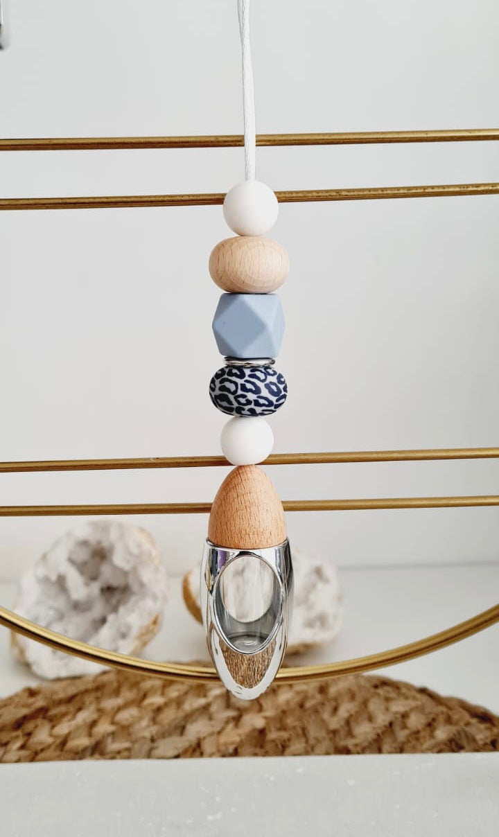 Bailey silicone beaded car diffuser with a wooden lid, hanging air freshener