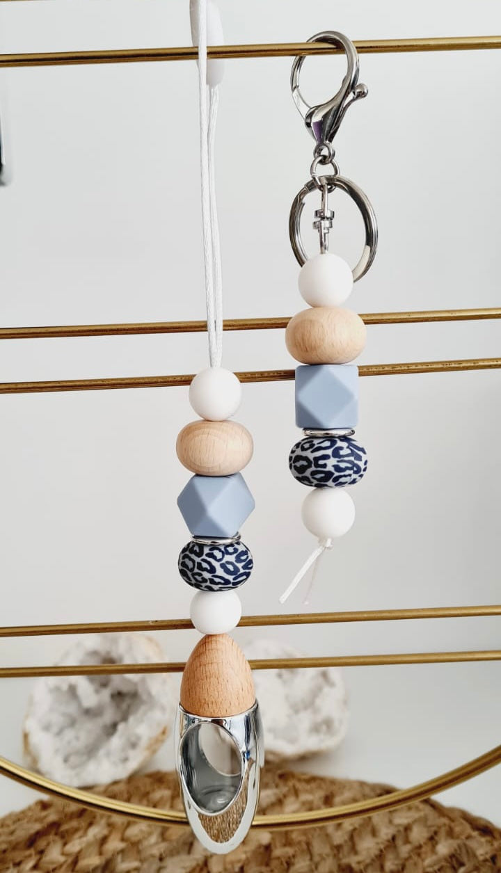 Bailey matching beaded car diffuser and keychain set, hand-strung in Sydney