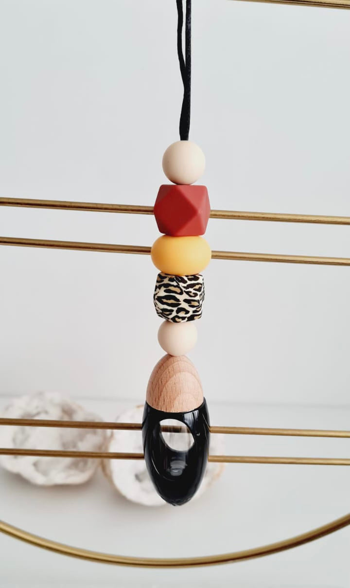 Leilani silicone beaded car diffuser with a wooden lid, hanging air freshener