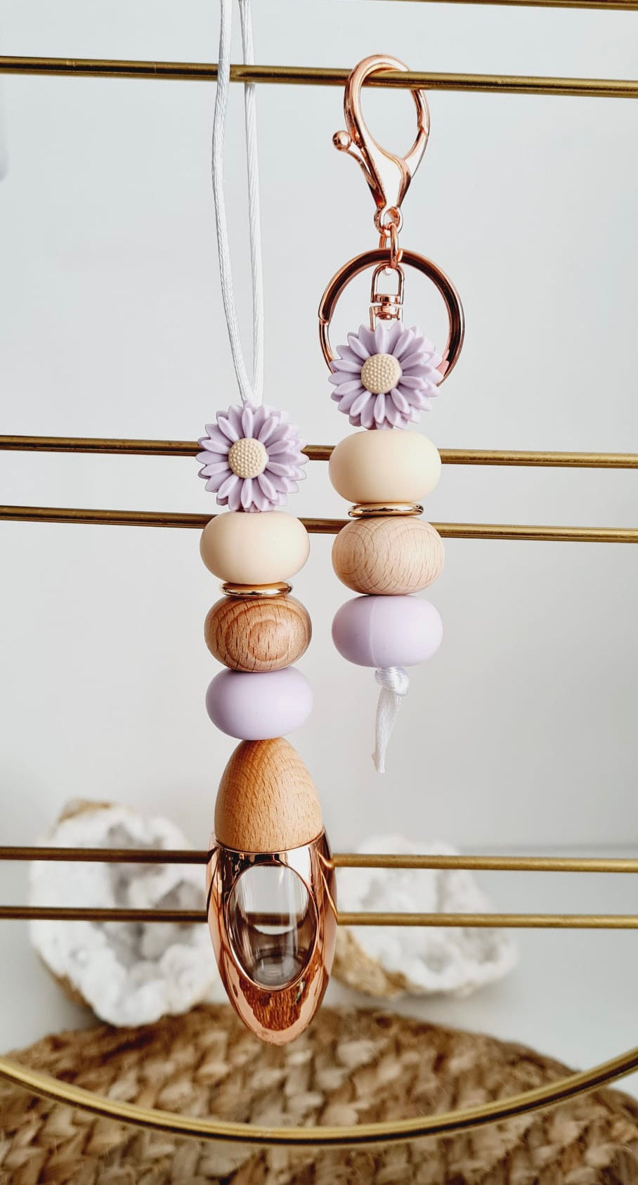 Ashlyn matching beaded car diffuser and keychain set, hand-strung in Sydney