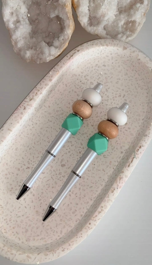Green Wooden Beaded Pen