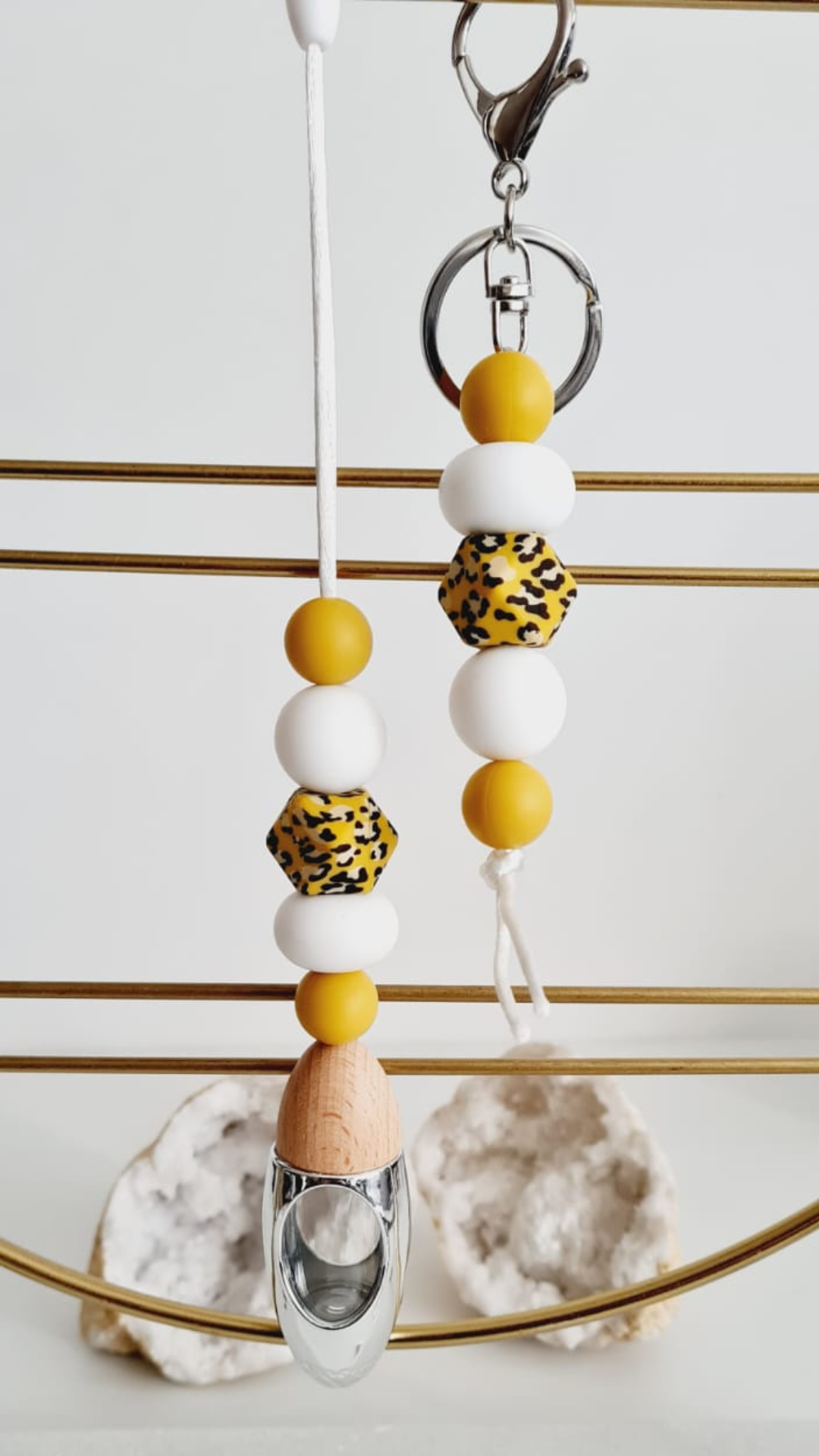 Kiara matching beaded car diffuser and keychain set, hand-strung in Sydney