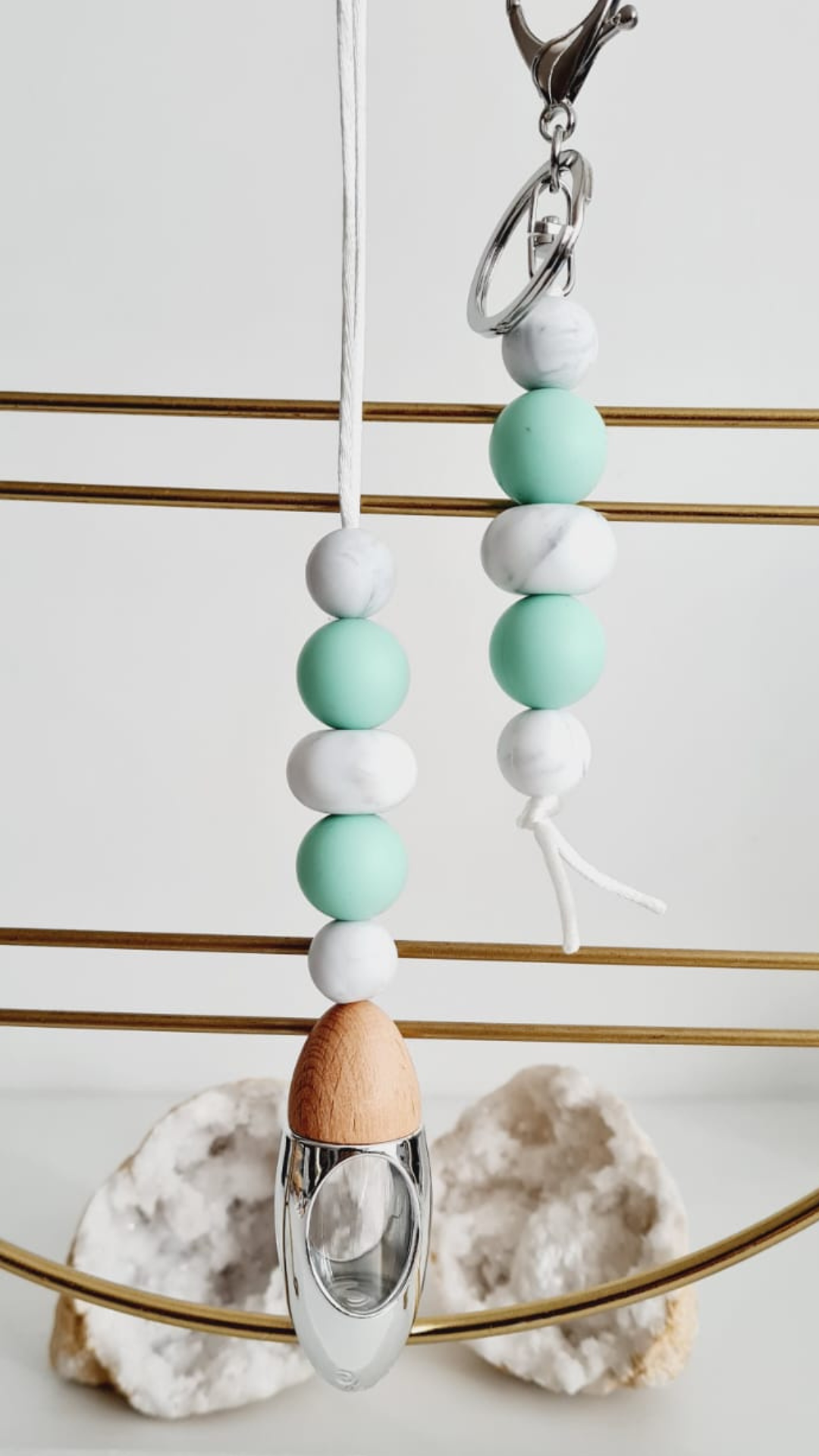 Kehlani matching beaded car diffuser and keychain set, hand-strung in Sydney