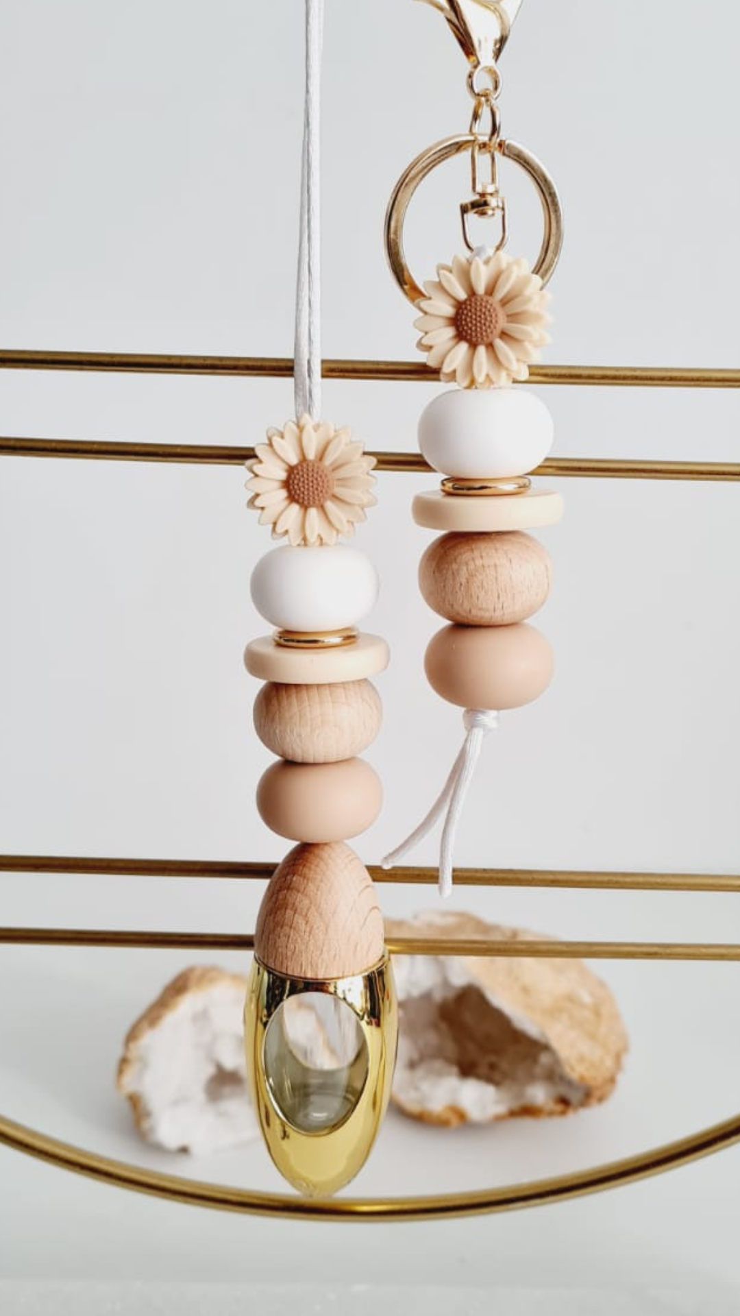 Nature matching beaded car diffuser and keychain set, hand-strung in Sydney
