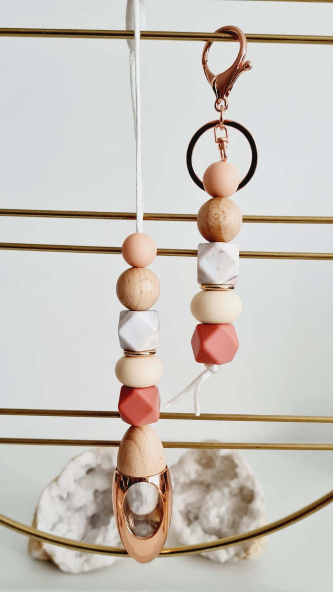 Anita matching beaded car diffuser and keychain set, hand-strung in Sydney