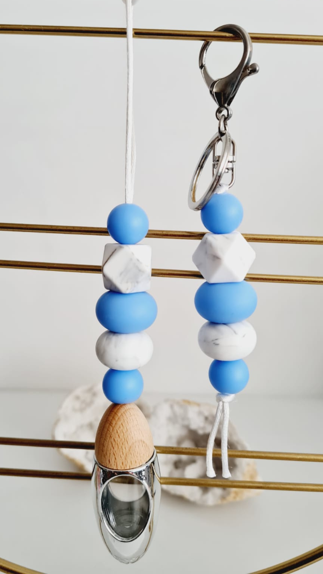 Kai matching beaded car diffuser and keychain set, hand-strung in Sydney