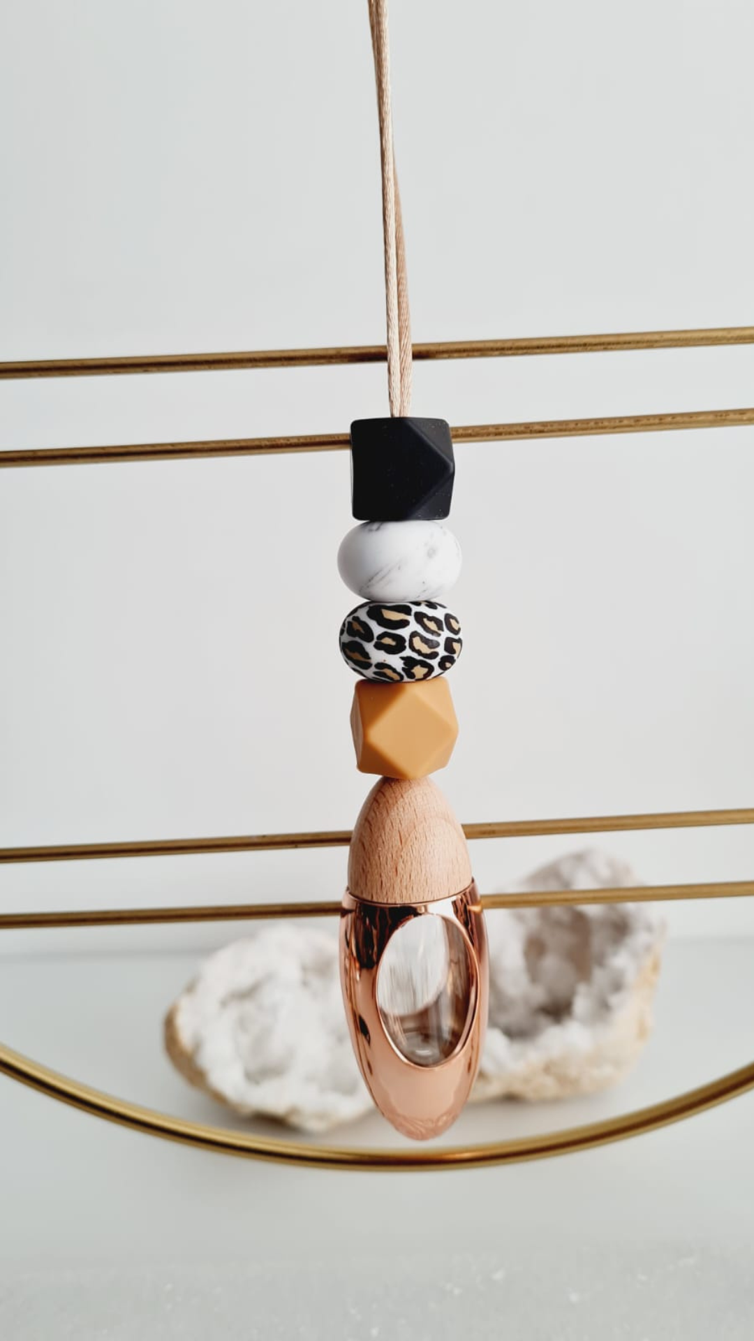Tamara personalised acrylic car diffuser hanging from a rear view mirror