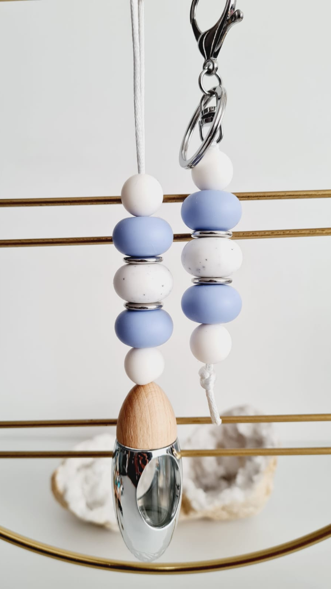 Elle matching beaded car diffuser and keychain set, hand-strung in Sydney