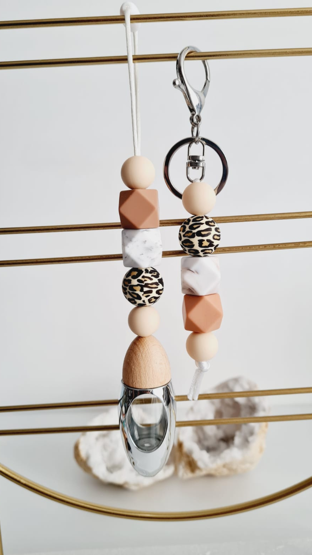 Isla matching beaded car diffuser and keychain set, hand-strung in Sydney