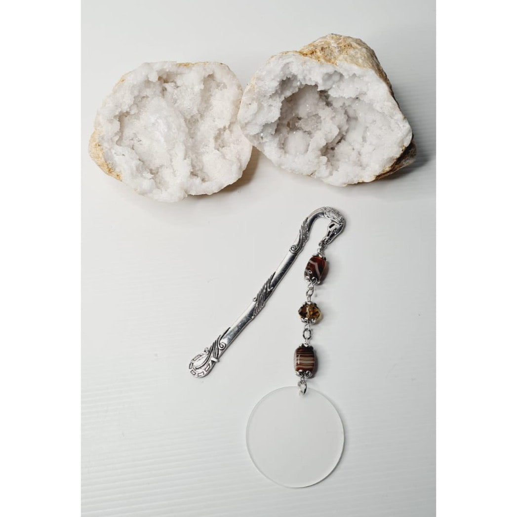 Brown Striped Agate Gemstone Bookmark