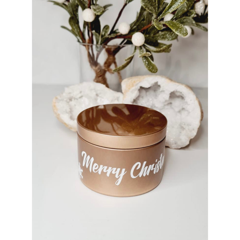 Personalised copper soy candle tin, 120g, hand poured in Sydney