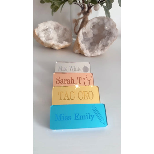 Personalised Mirror Engraved Badges