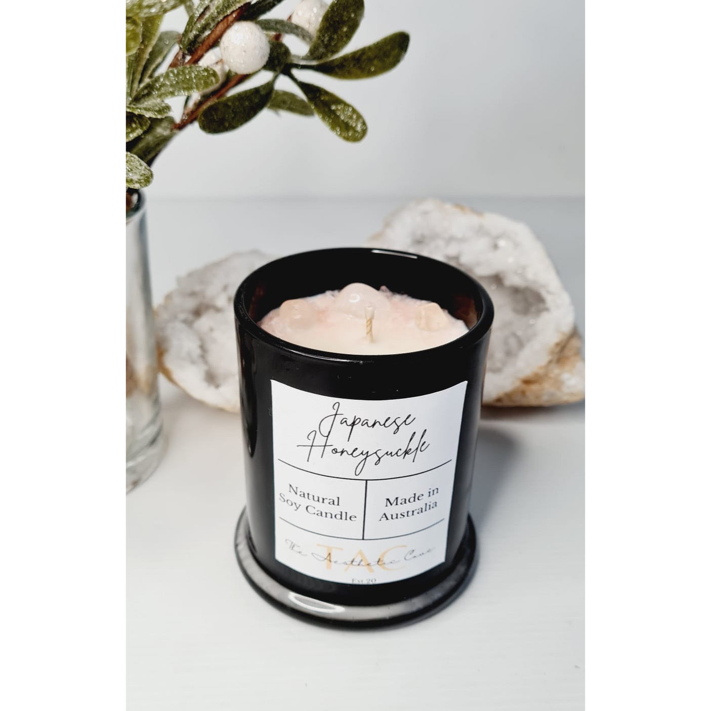 Rose Quartz Crystal Candle Jar
