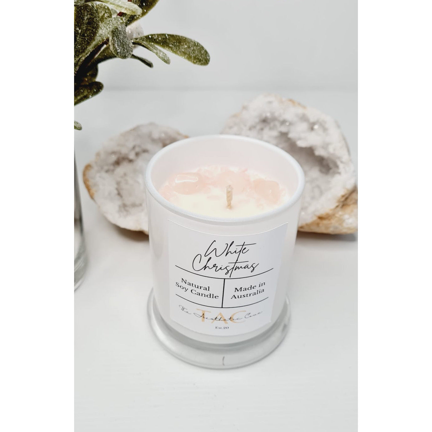Rose Quartz Crystal Candle Jar